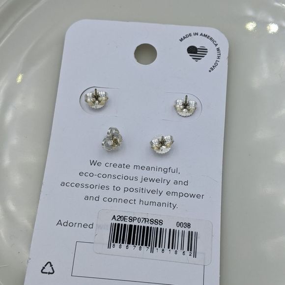 Alex and Ani Sterling Silver Green Set of Earrings - Picture 4 of 5